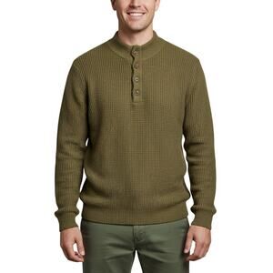 Alesbury Henley Waffle Knit Green Sweater Pullover Wool Blend Men's Medium NWOT
